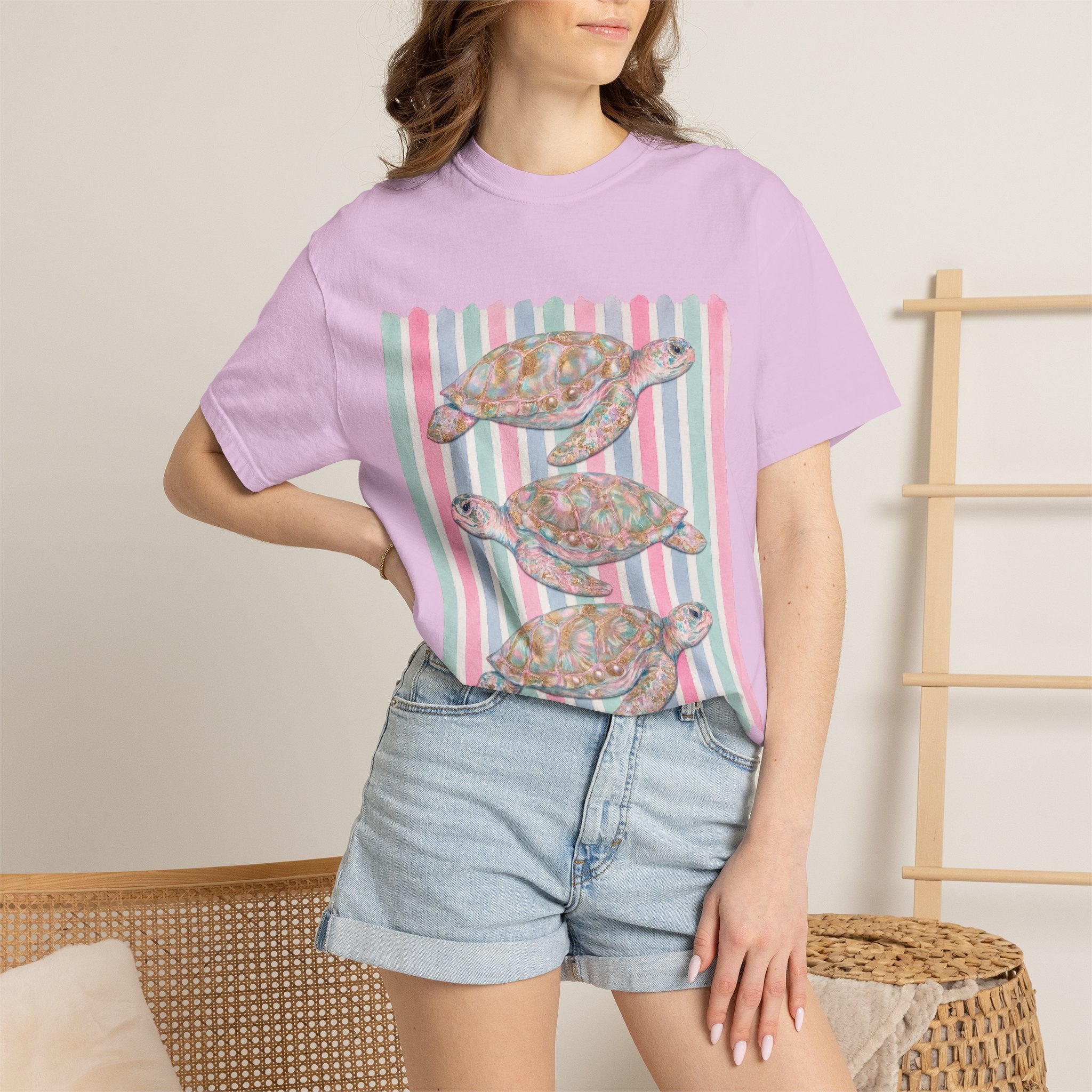 Sea Turtle Trio Pastel Beach Vibes Comfort Colors T-Shirt