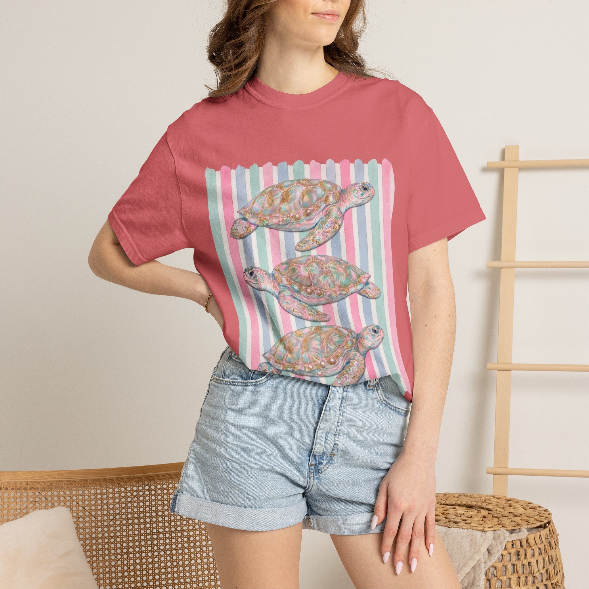 Sea Turtle Trio Pastel Beach Vibes Comfort Colors T-Shirt
