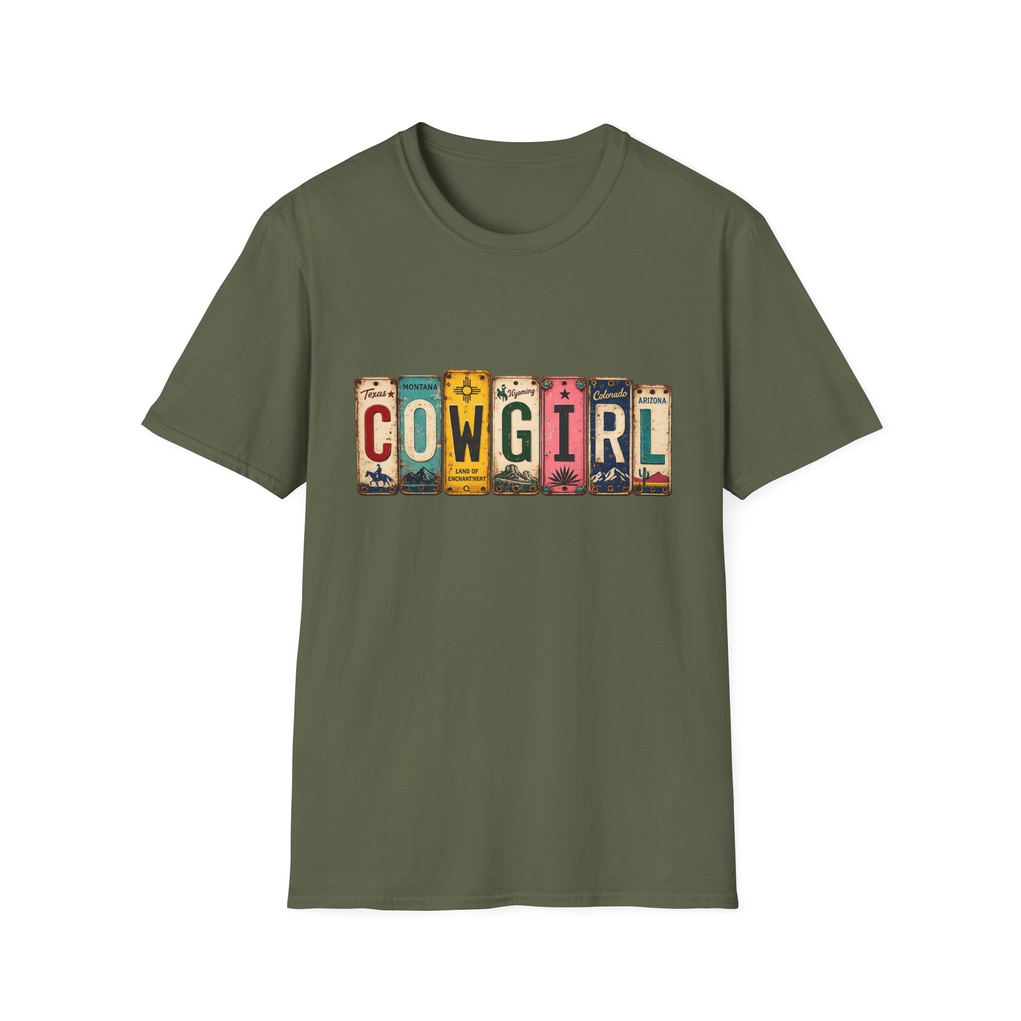 Western Cowgirl License Plate Letter T-Shirt