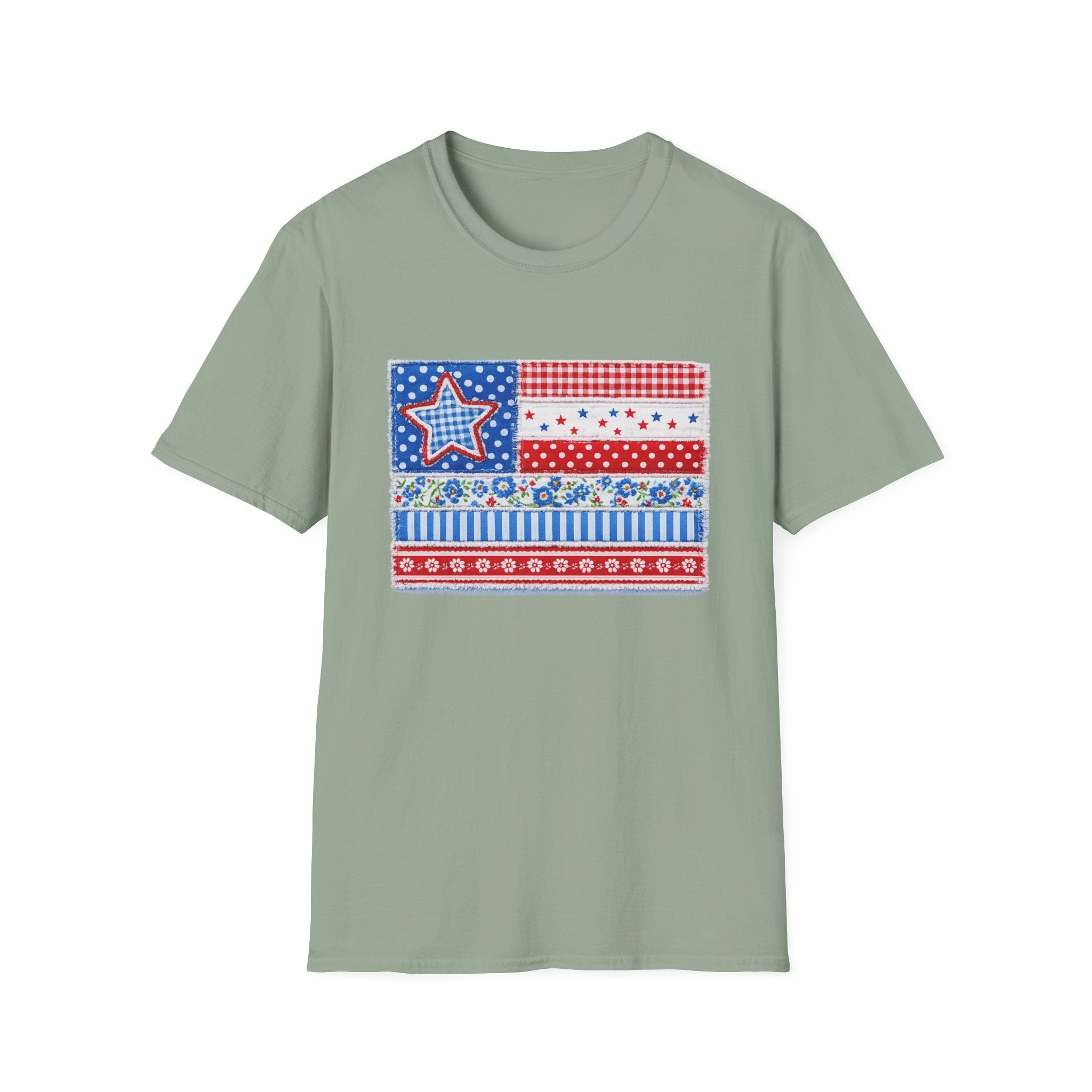 Patriotic Patchwork American Flag T-Shirt