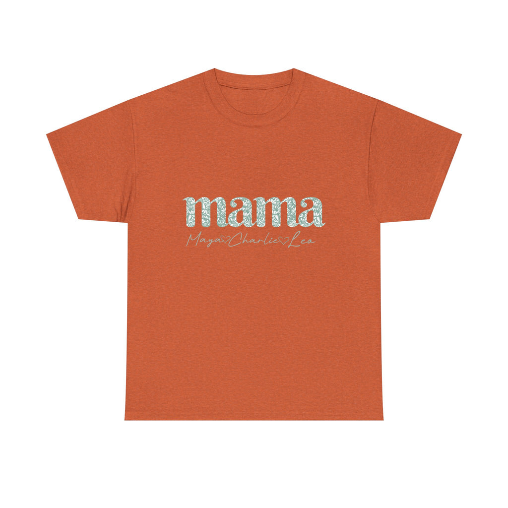 Mama Script Floral Tee — "mama" Mint Pattern Mom T-Shirt