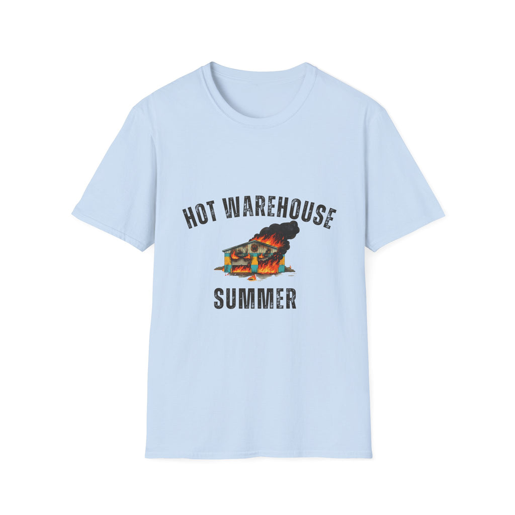 Hot Warehouse Summer T-Shirt- Vintage Flaming Warehouse Graphic Tee
