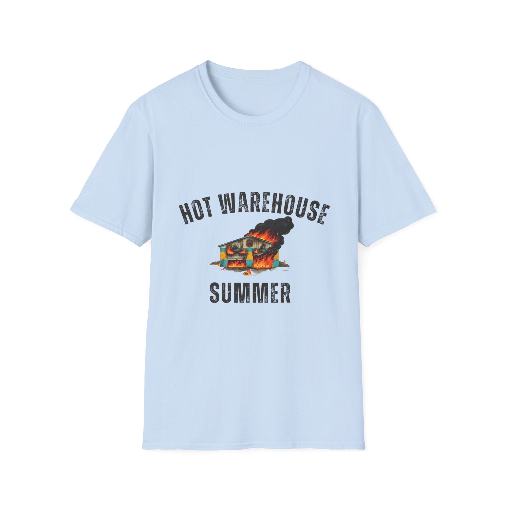 Hot Warehouse Summer T-Shirt- Vintage Flaming Warehouse Graphic Tee