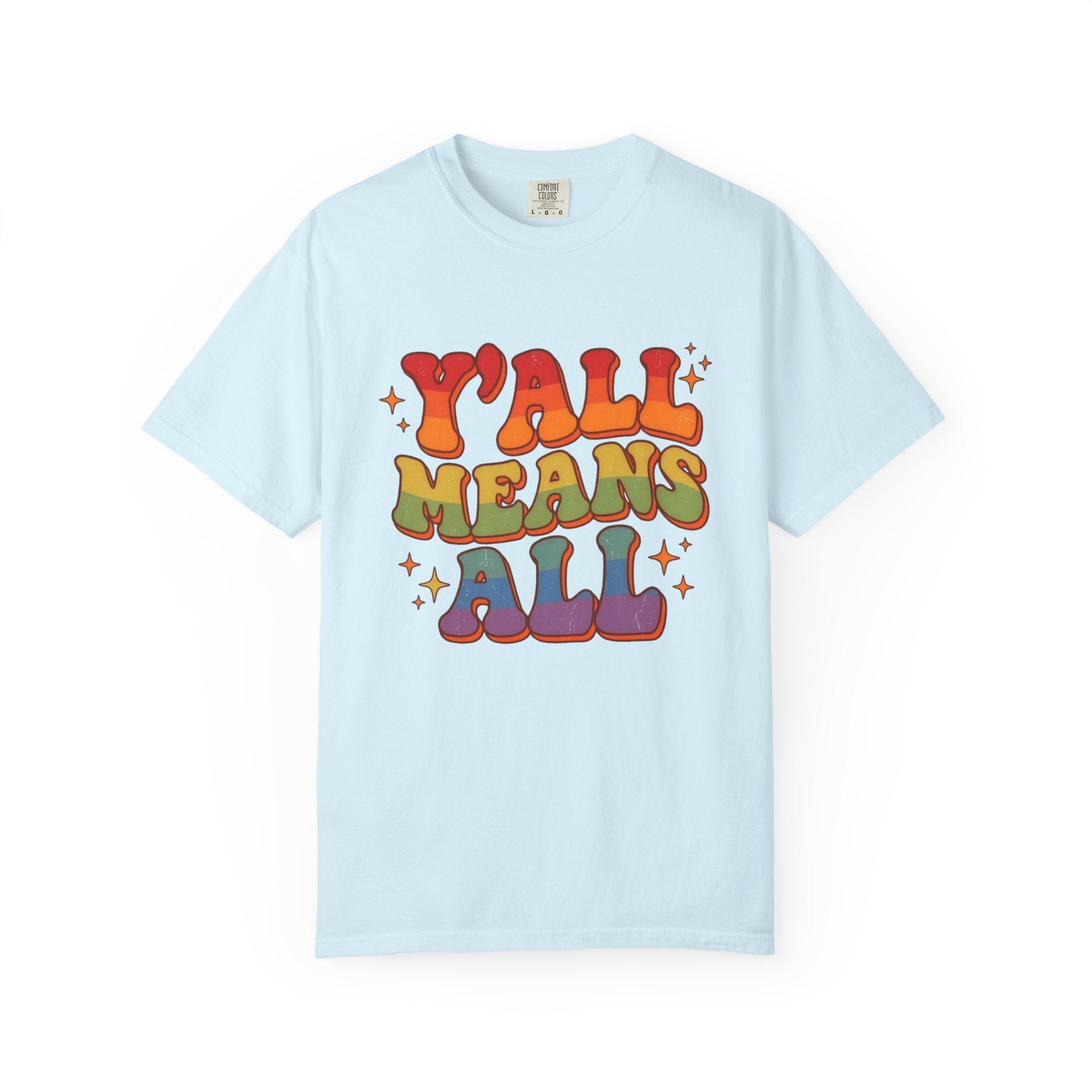 Yall Means All Retro Rainbow Pride Comfort Colors Tee