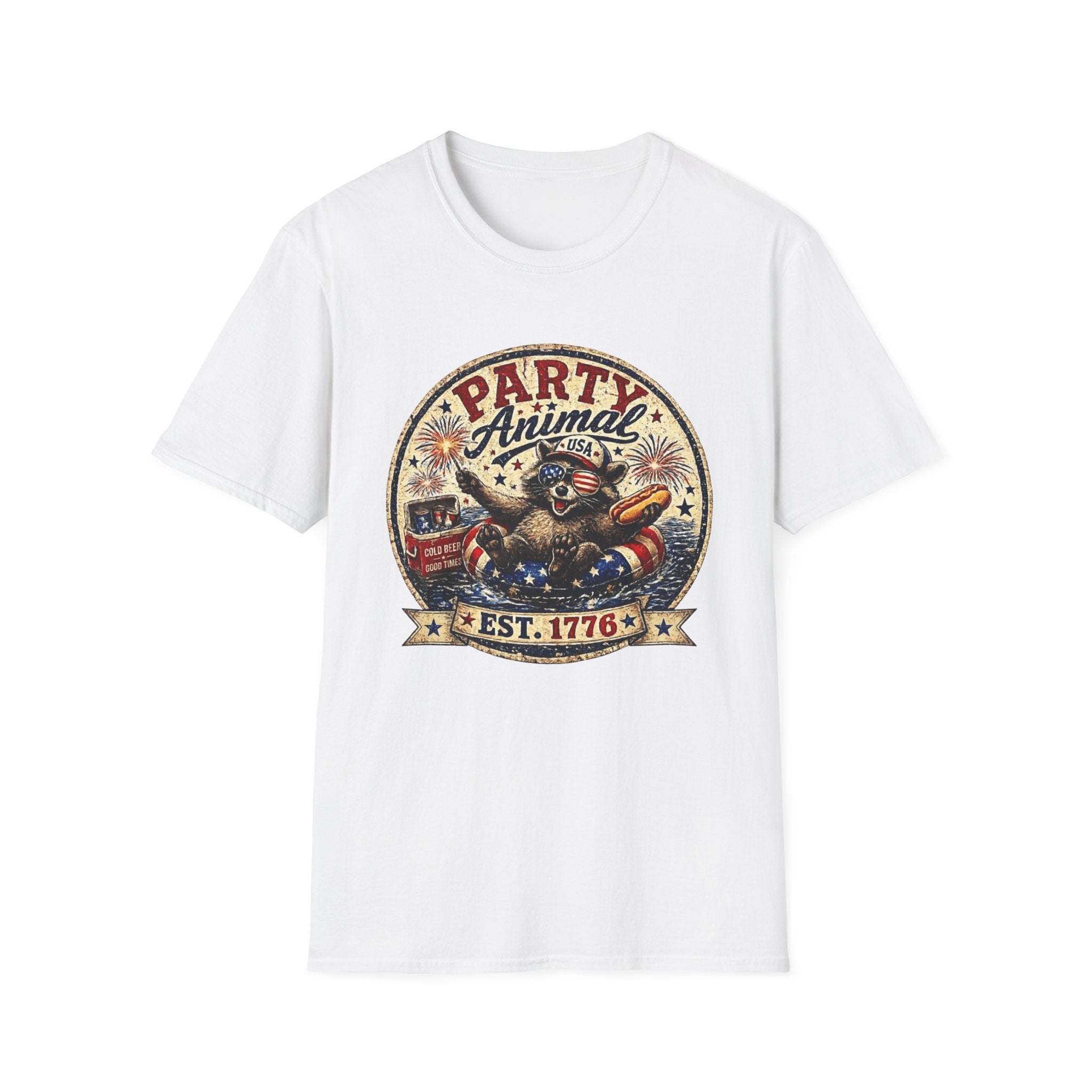 Party Animal T-Shirt — Patriotic 1776 Fourth of July Graphic Tee