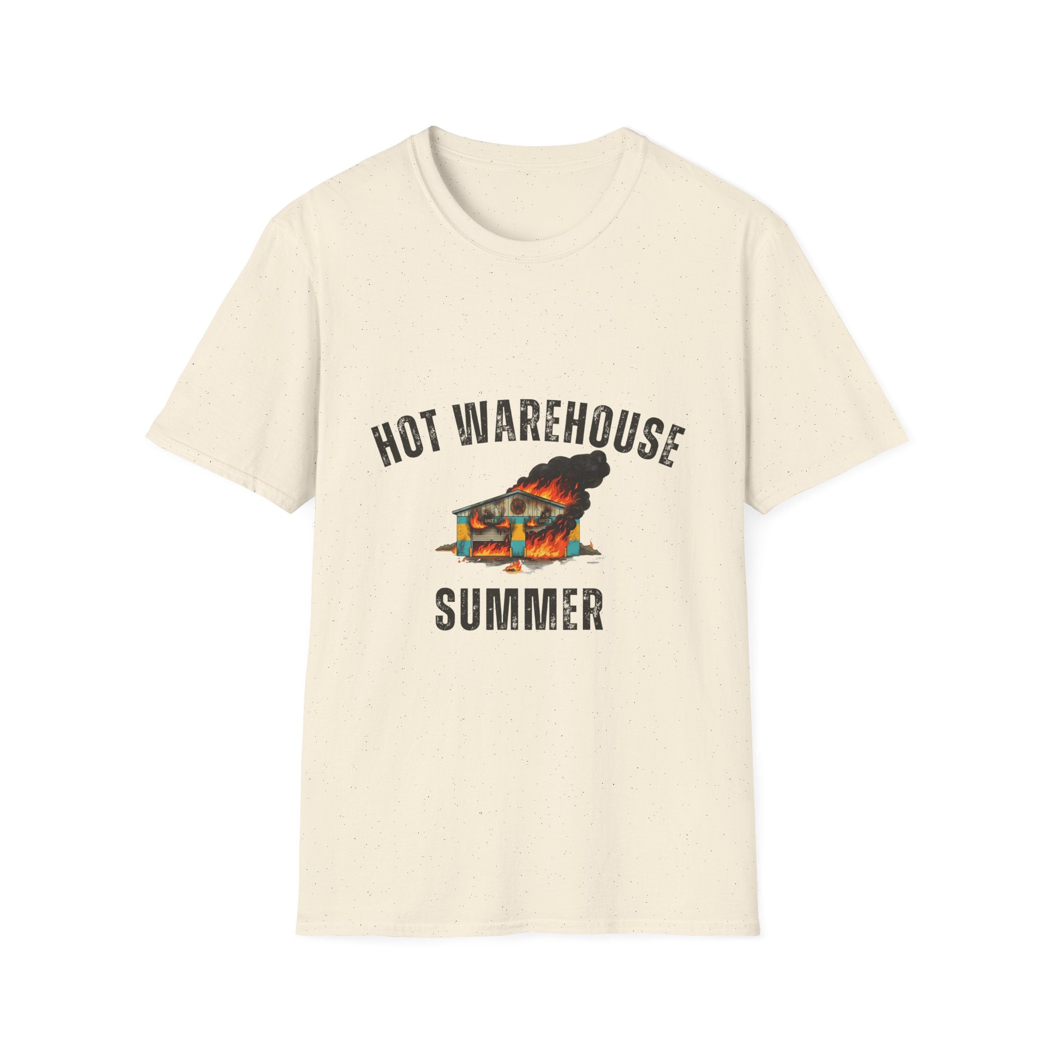 Hot Warehouse Summer T-Shirt- Vintage Flaming Warehouse Graphic Tee