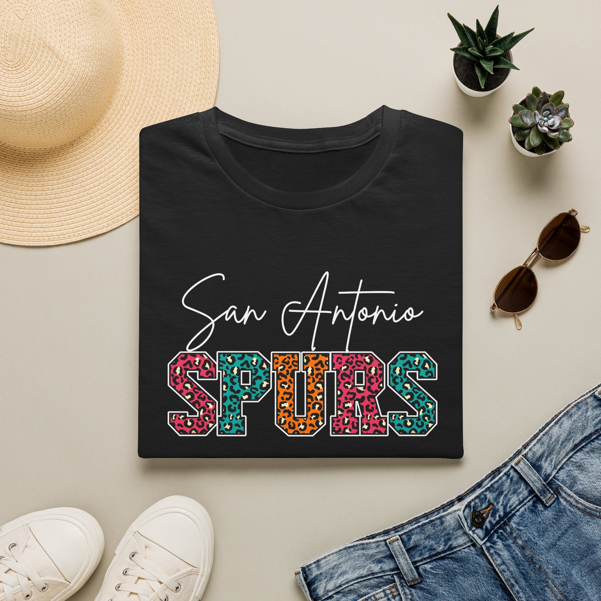 San Antonio Basketball Leopard Print T-Shirt