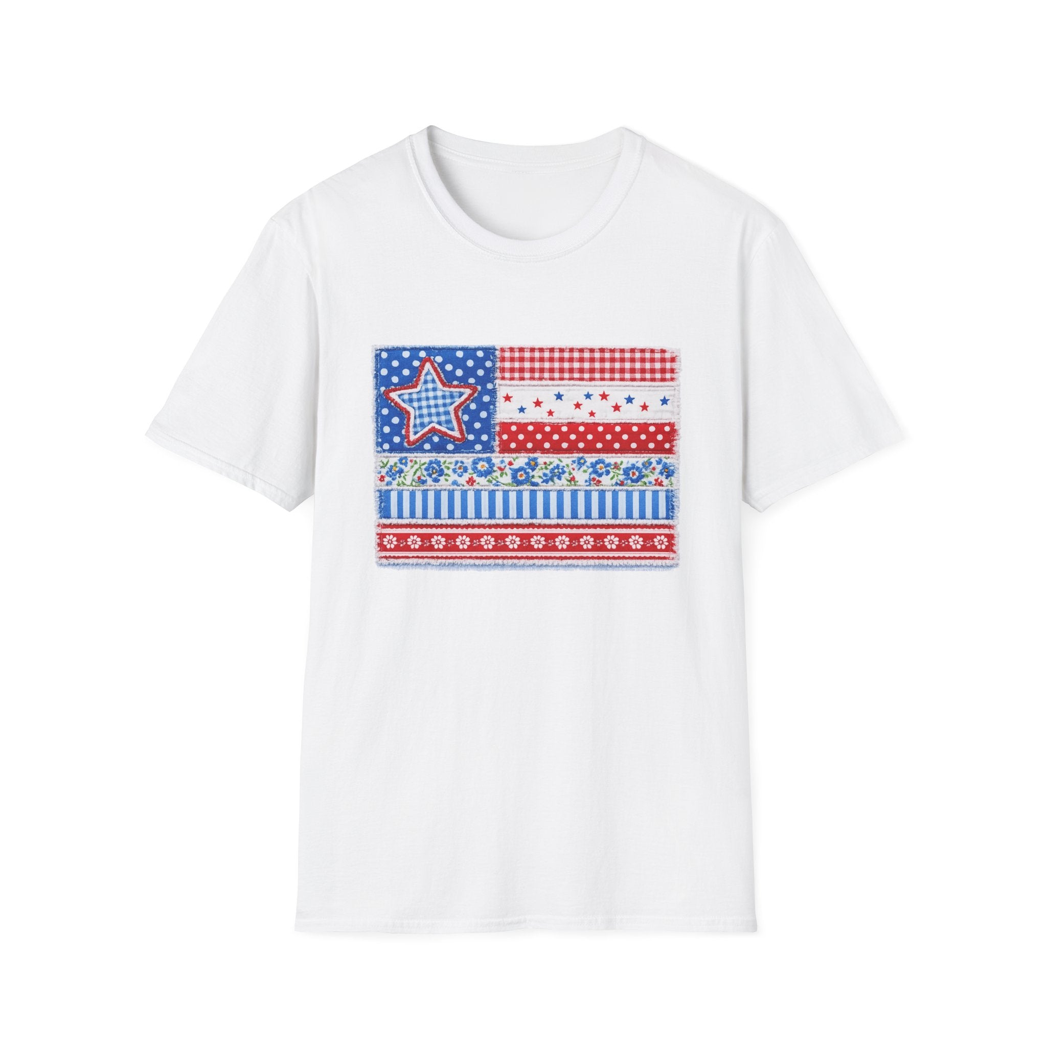 Patriotic Patchwork American Flag T-Shirt