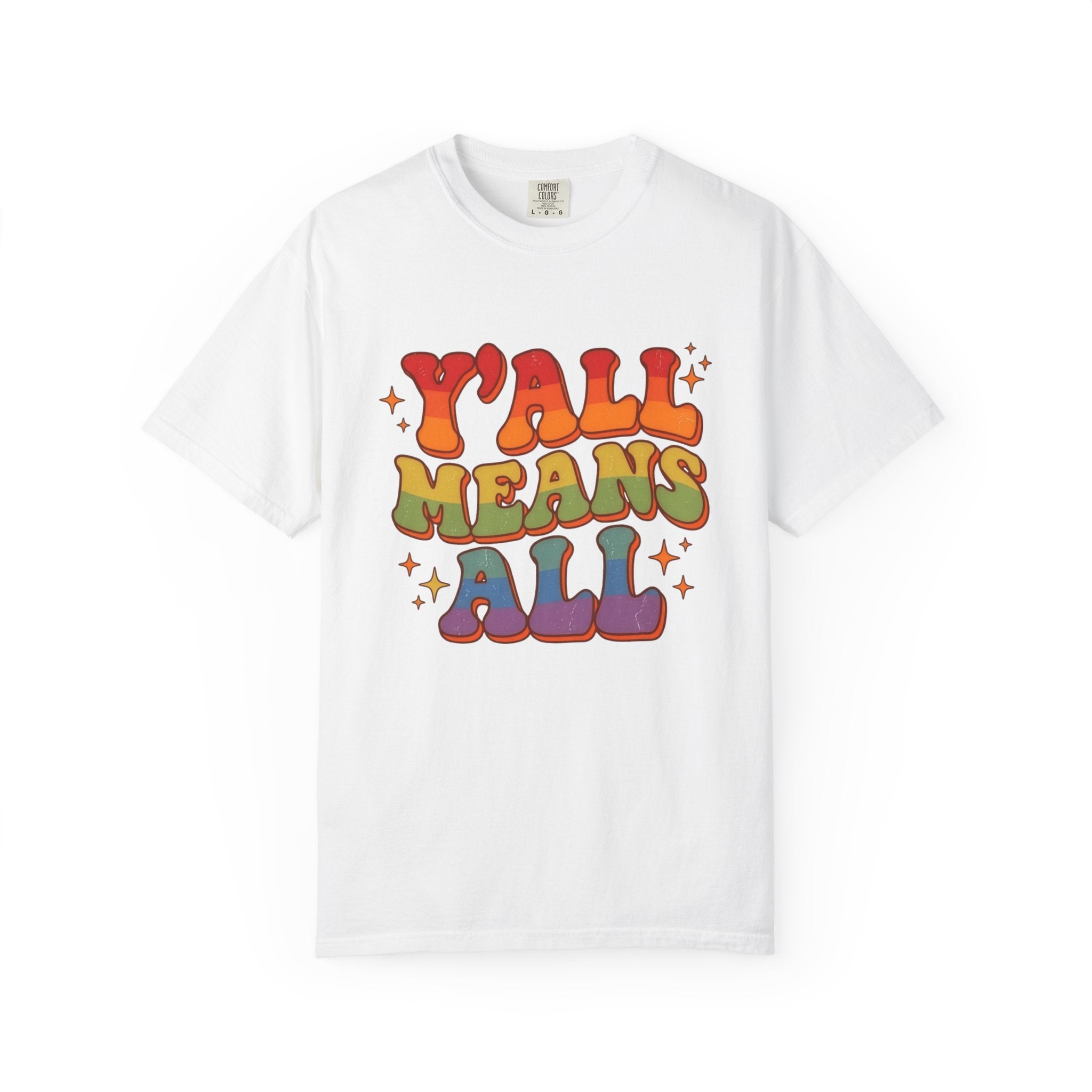Yall Means All Retro Rainbow Pride Comfort Colors Tee