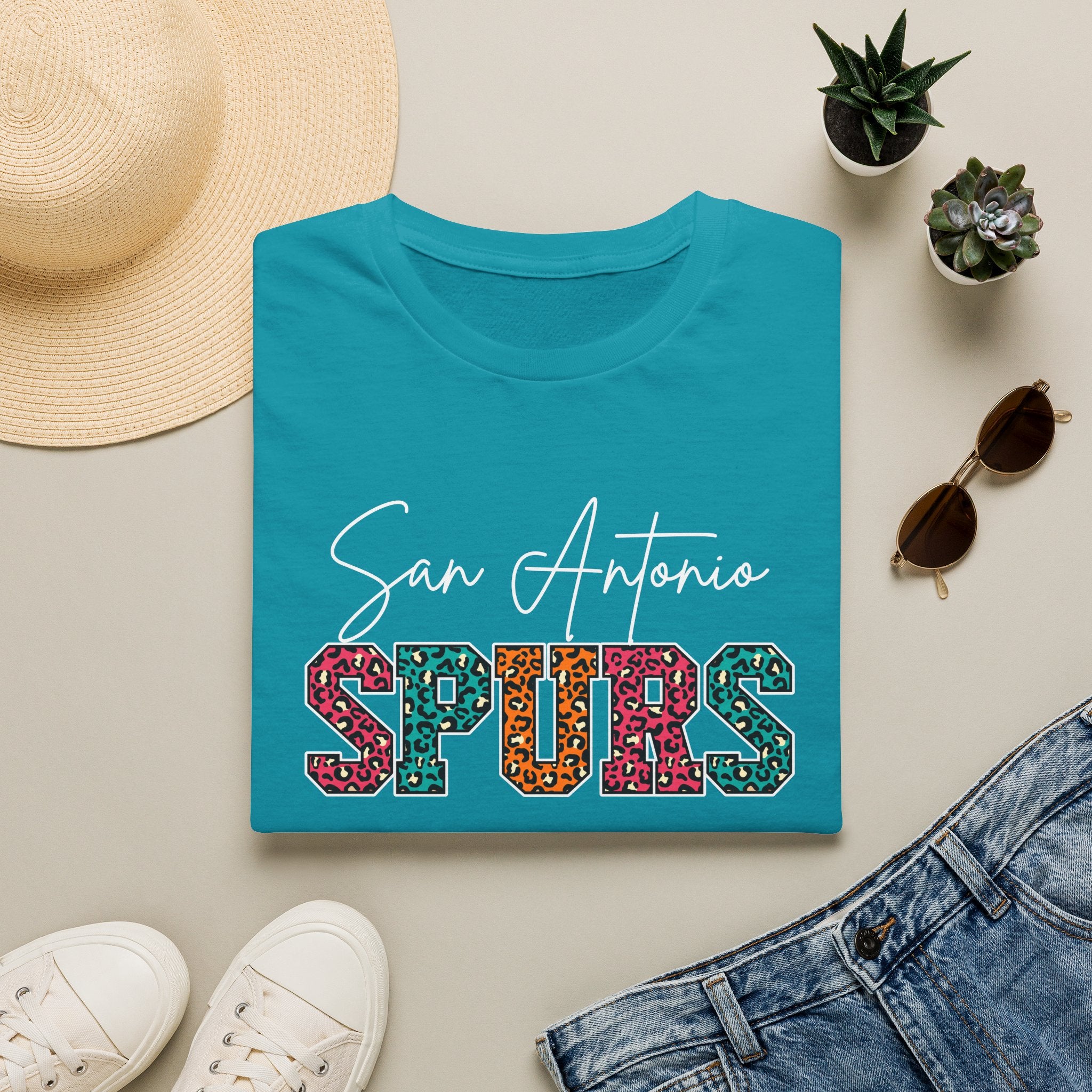 San Antonio Basketball Leopard Print T-Shirt