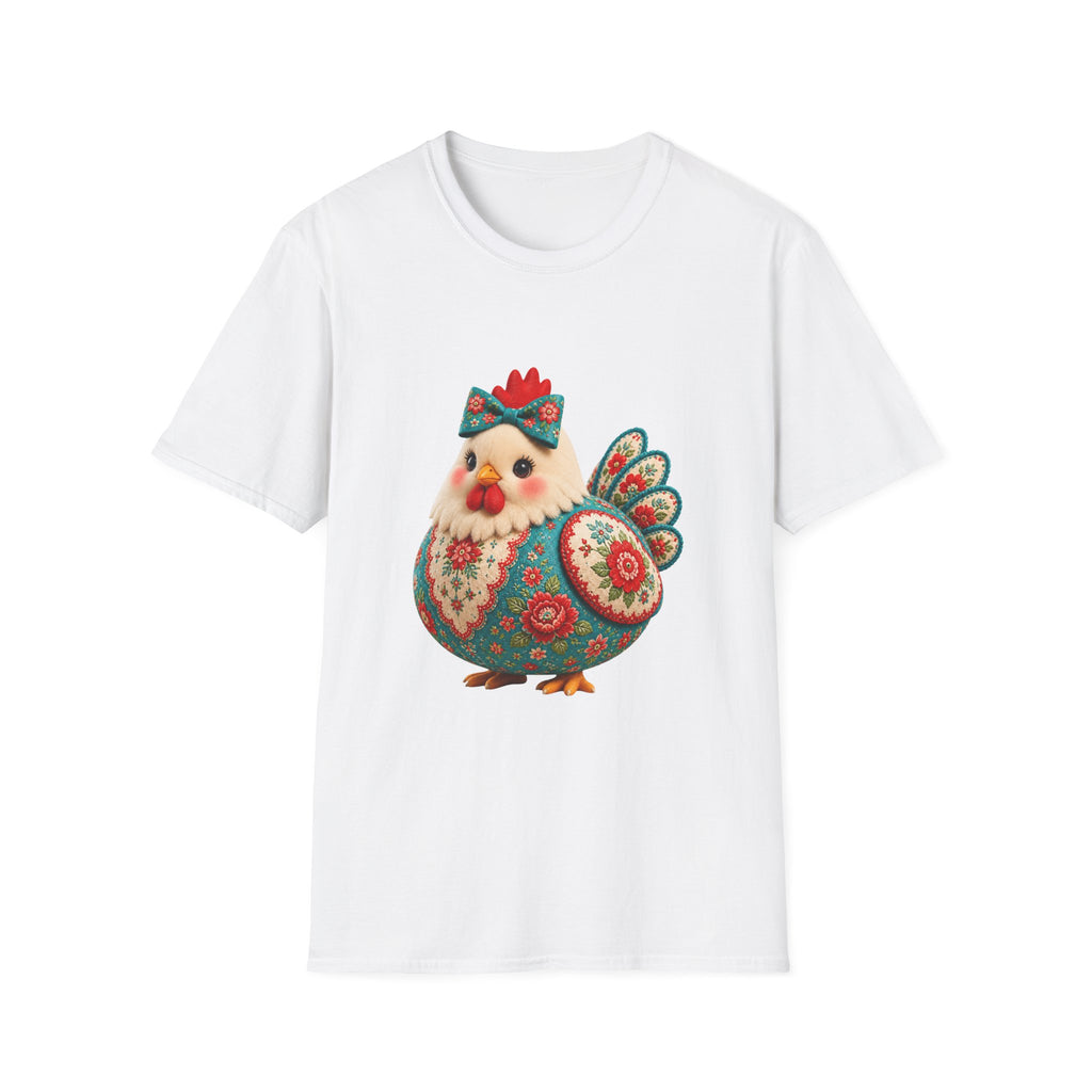 Colorful Folk Art Floral Chicken T-Shirt