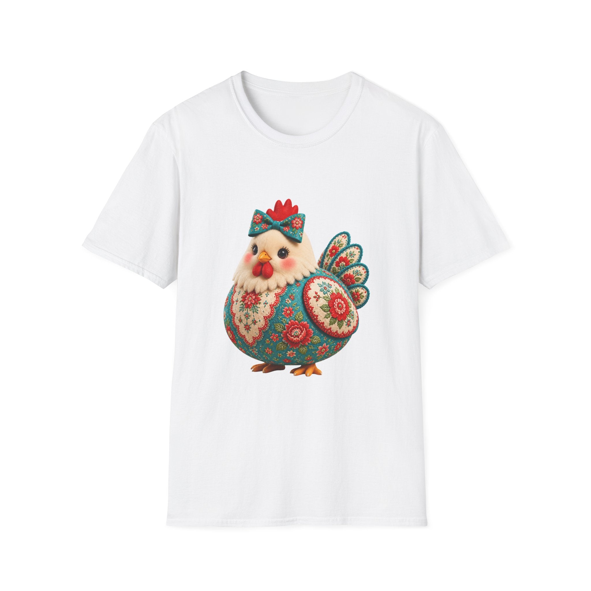 Colorful Folk Art Floral Chicken T-Shirt