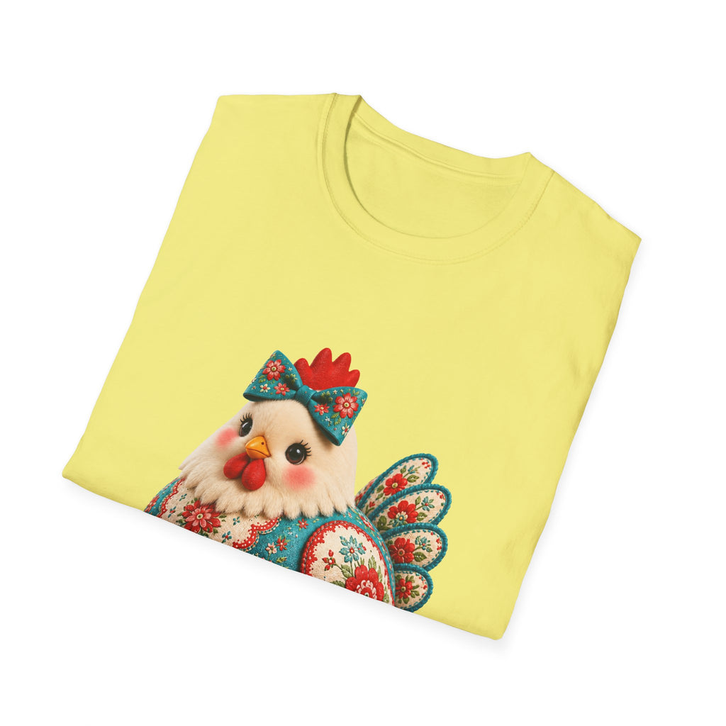 Colorful Folk Art Floral Chicken T-Shirt