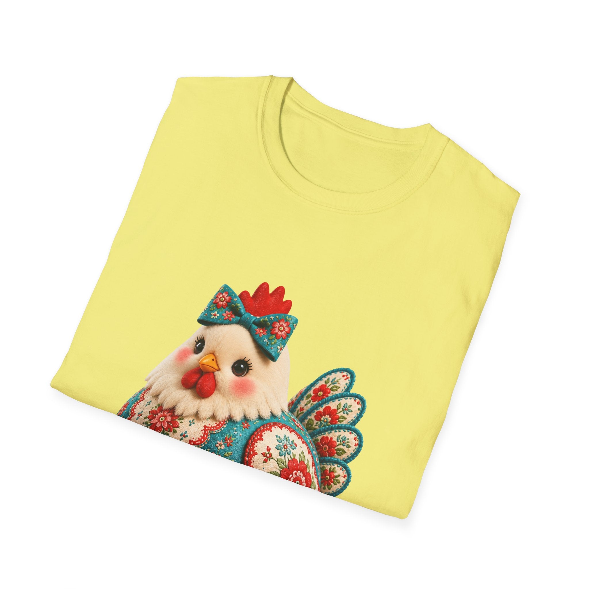 Colorful Folk Art Floral Chicken T-Shirt