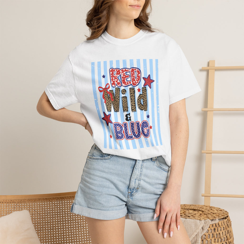 Red Wild & Blue Cheetah Print Patriotic Comfort Colors Tee