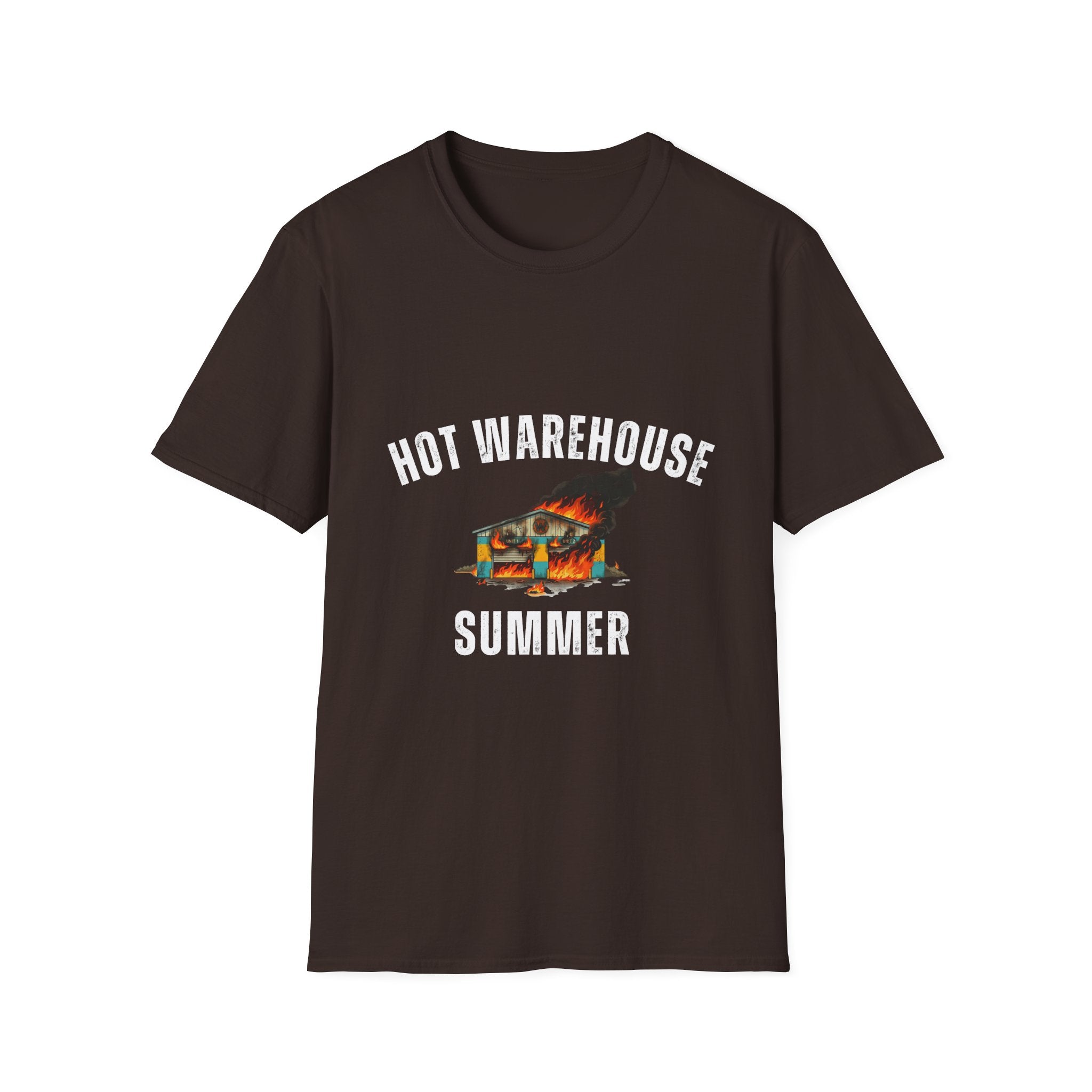 Hot Warehouse Summer T-Shirt- Vintage Flaming Warehouse Graphic Tee