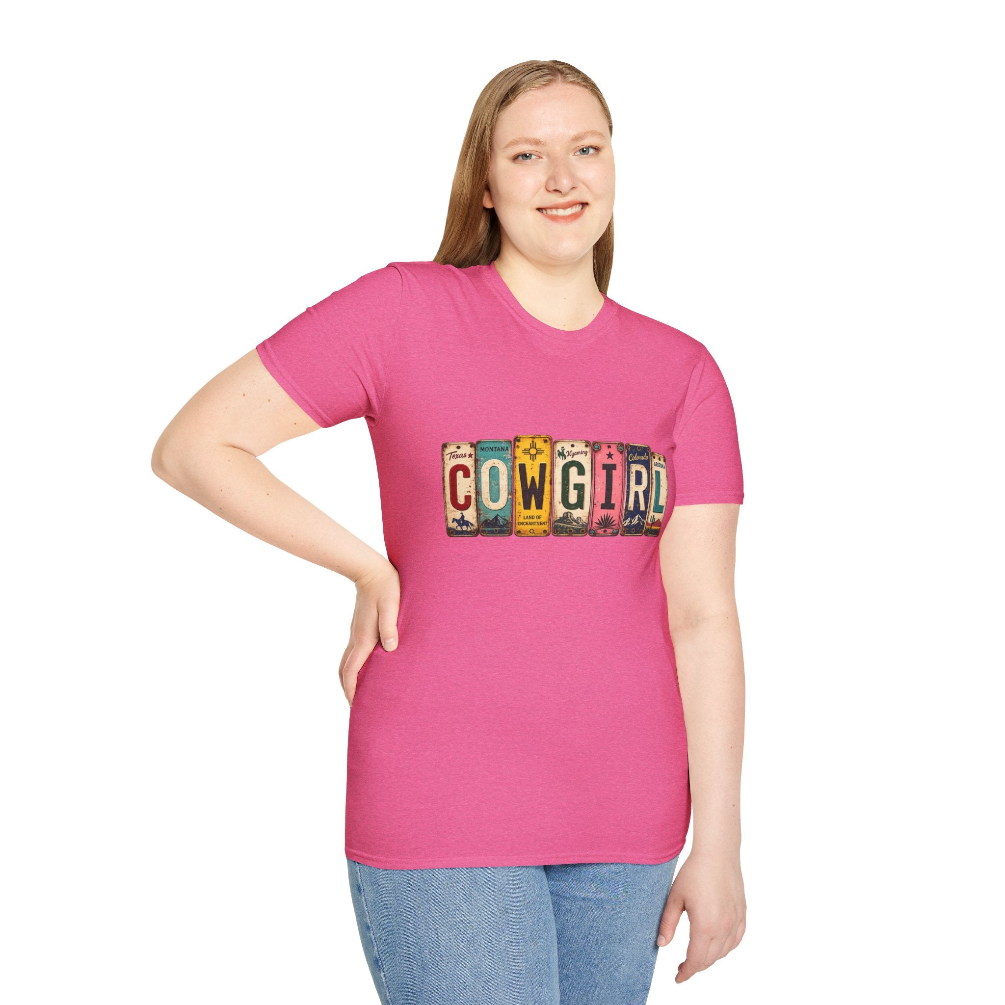 Western Cowgirl License Plate Letter T-Shirt