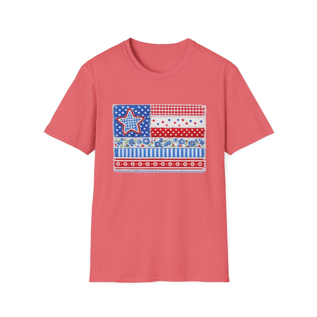 Patriotic Patchwork American Flag T-Shirt