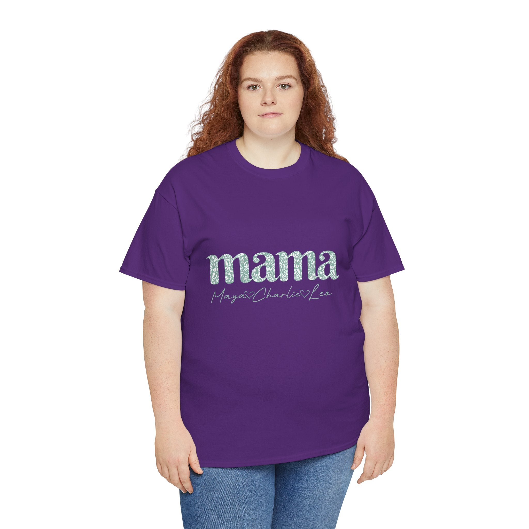 Mama Script Floral Tee — "mama" Mint Pattern Mom T-Shirt