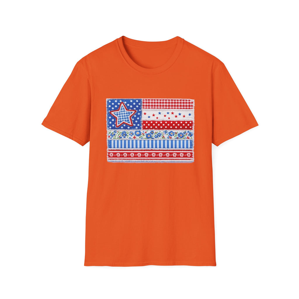 Patriotic Patchwork American Flag T-Shirt