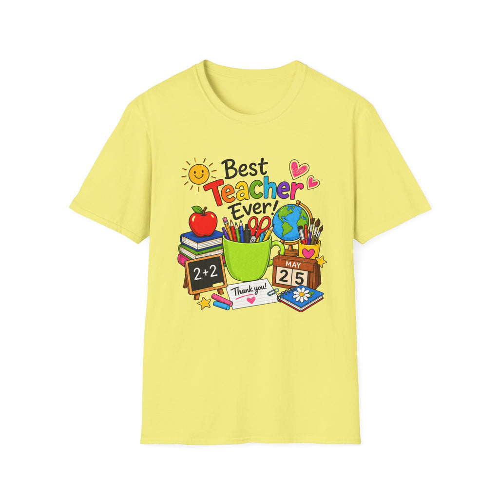 Teacher Appreciation T-Shirt – "Best Teacher Ever" Colorful Classroom Design