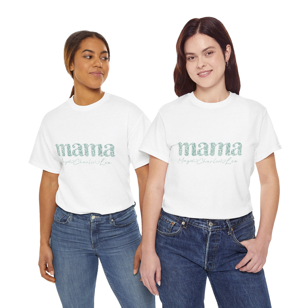 Mama Script Floral Tee — "mama" Mint Pattern Mom T-Shirt