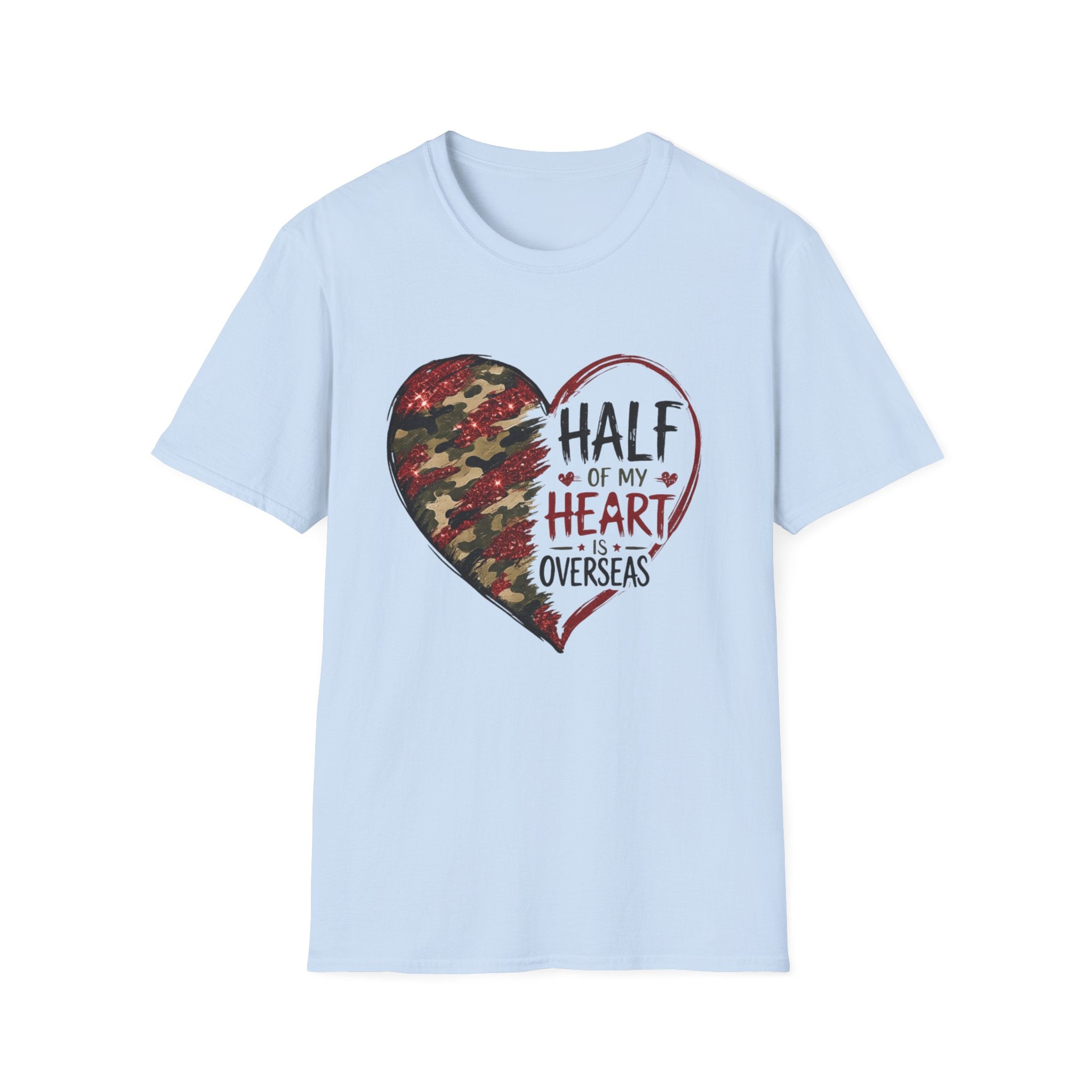 Half My Heart Is Overseas Camo Heart T-Shirt