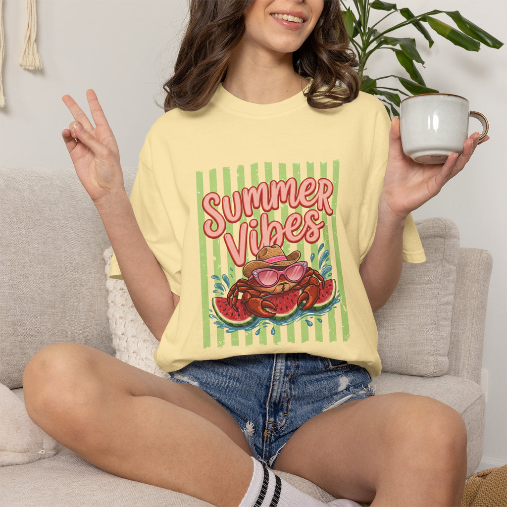 Summer Vibes Watermelon Crab Comfort Colors TShirt