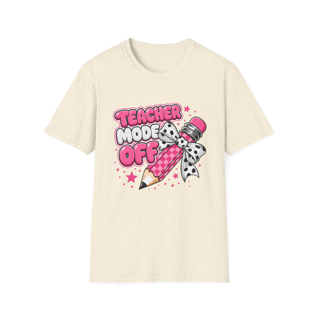 Teacher Mode Off T-Shirt — Cute Pink Pencil Graphic Tee for Teachers