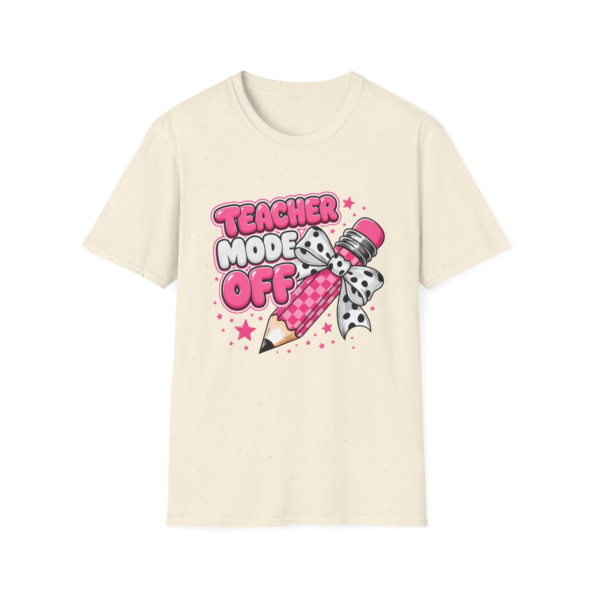 Teacher Mode Off T-Shirt — Cute Pink Pencil Graphic Tee for Teachers