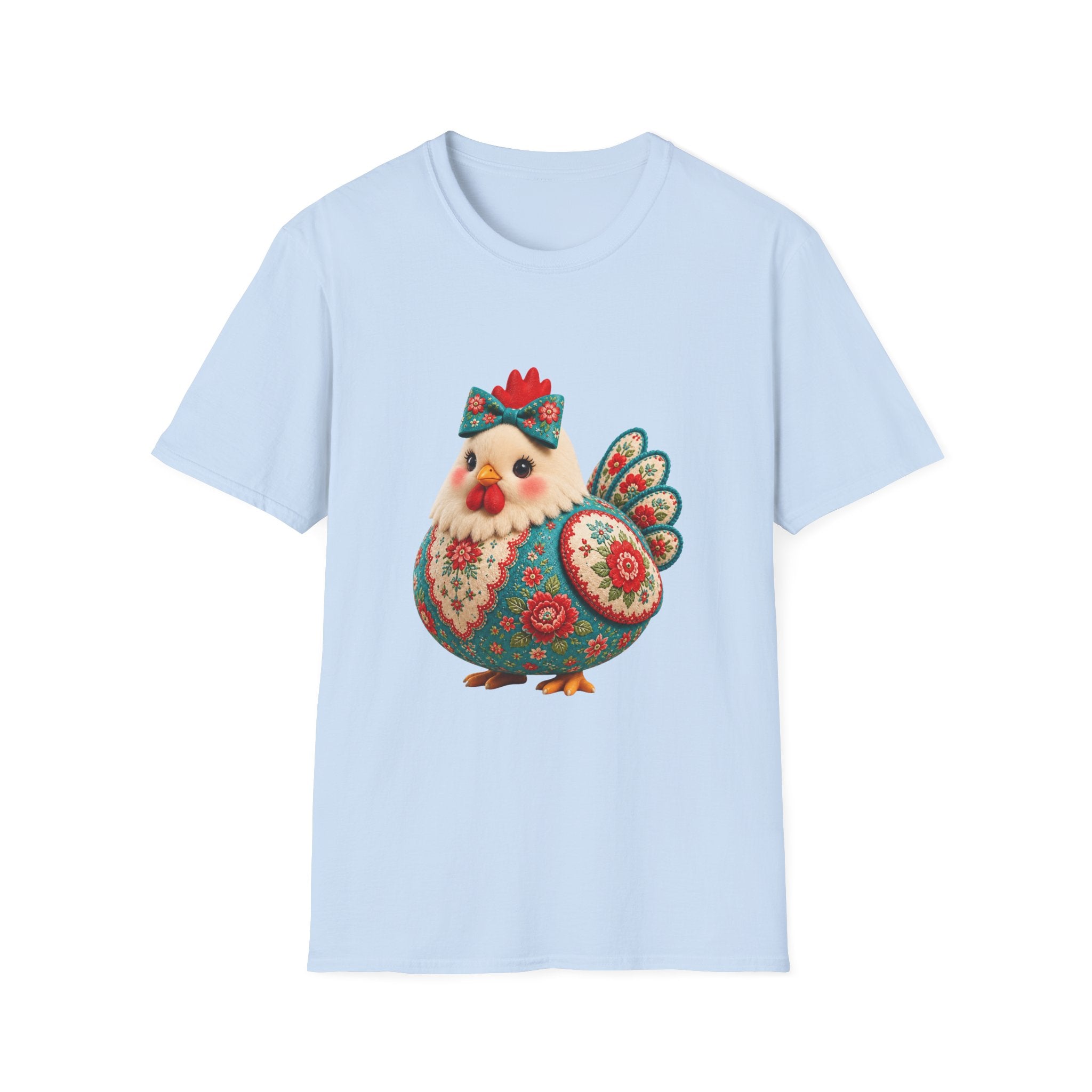 Colorful Folk Art Floral Chicken T-Shirt