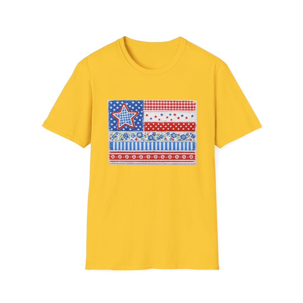 Patriotic Patchwork American Flag T-Shirt