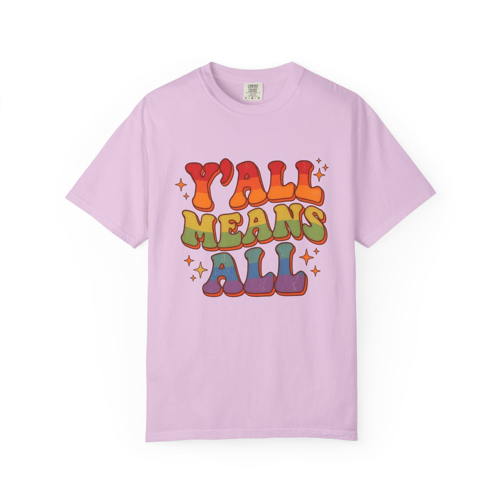 Yall Means All Retro Rainbow Pride Comfort Colors Tee
