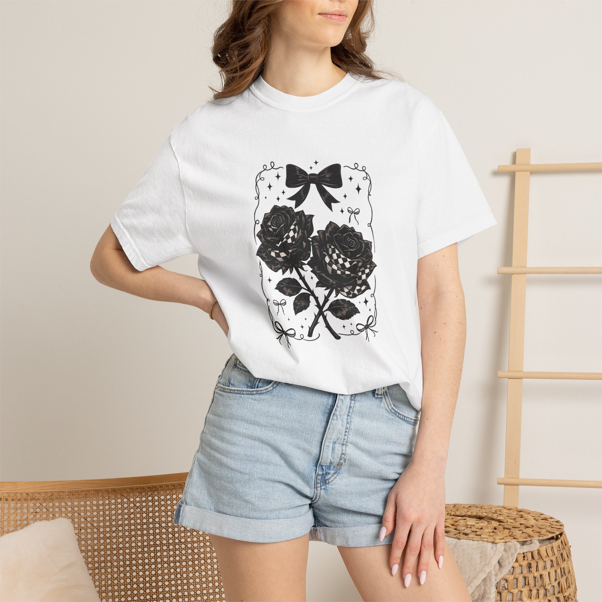 Floral Black Roses Vintage Comfort Colors T-Shirt