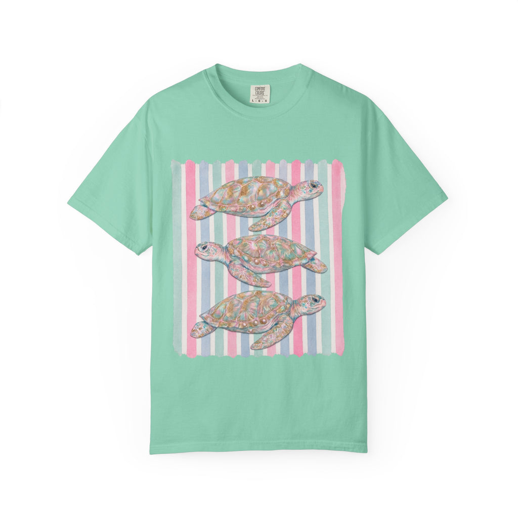 Sea Turtle Trio Pastel Beach Vibes Comfort Colors T-Shirt