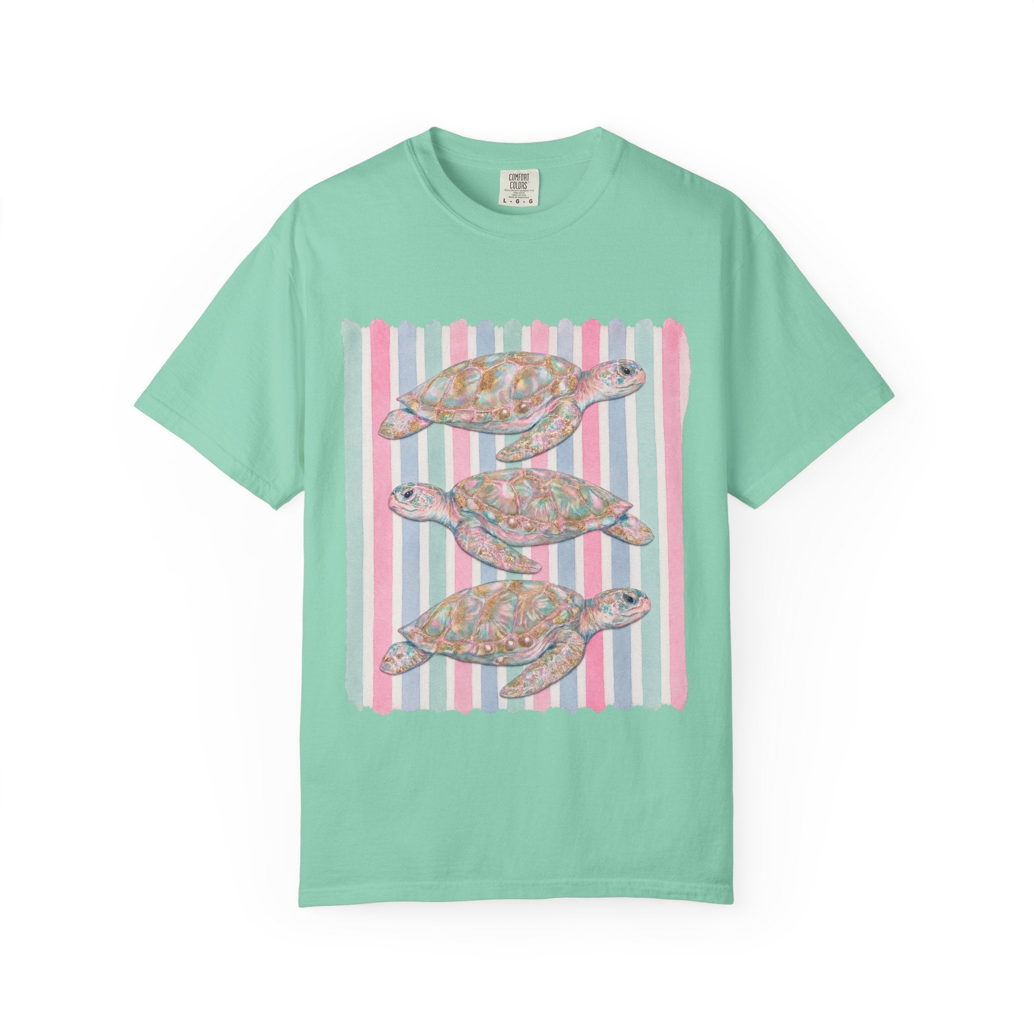 Sea Turtle Trio Pastel Beach Vibes Comfort Colors T-Shirt