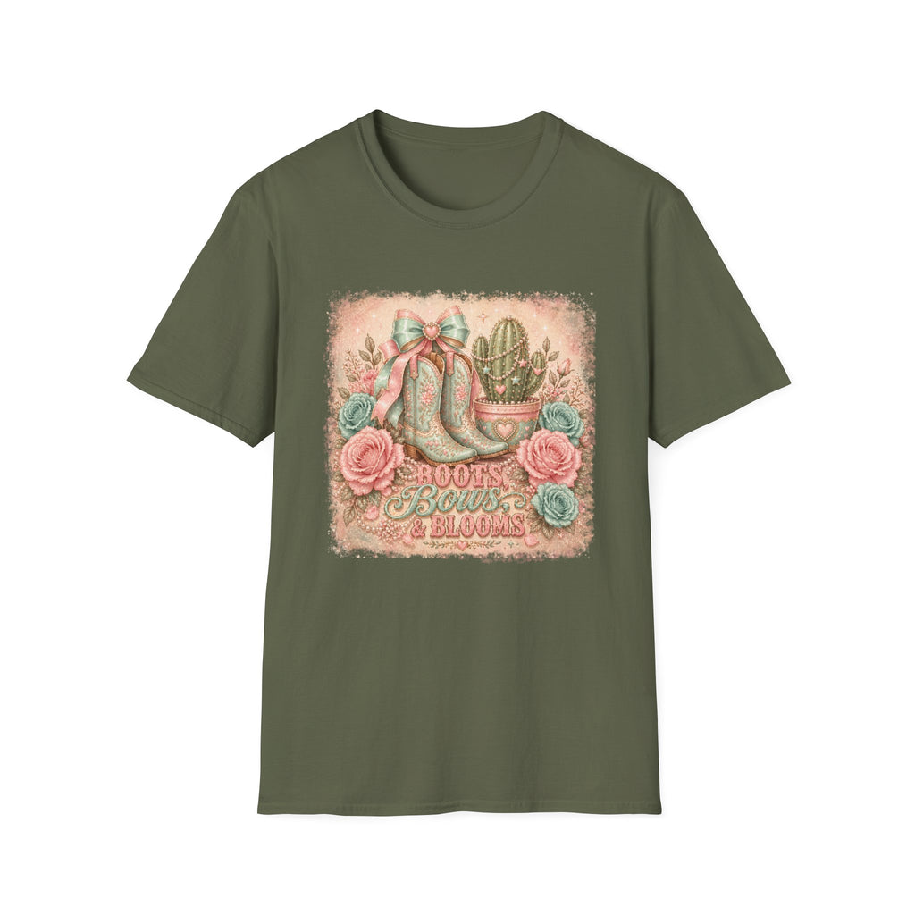 Cowgirl Boots & Cactus Floral Western Graphic Tee