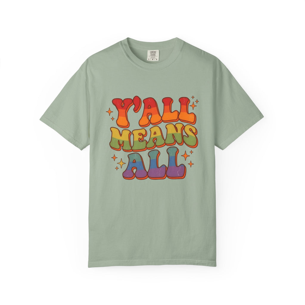 Yall Means All Retro Rainbow Pride Comfort Colors Tee
