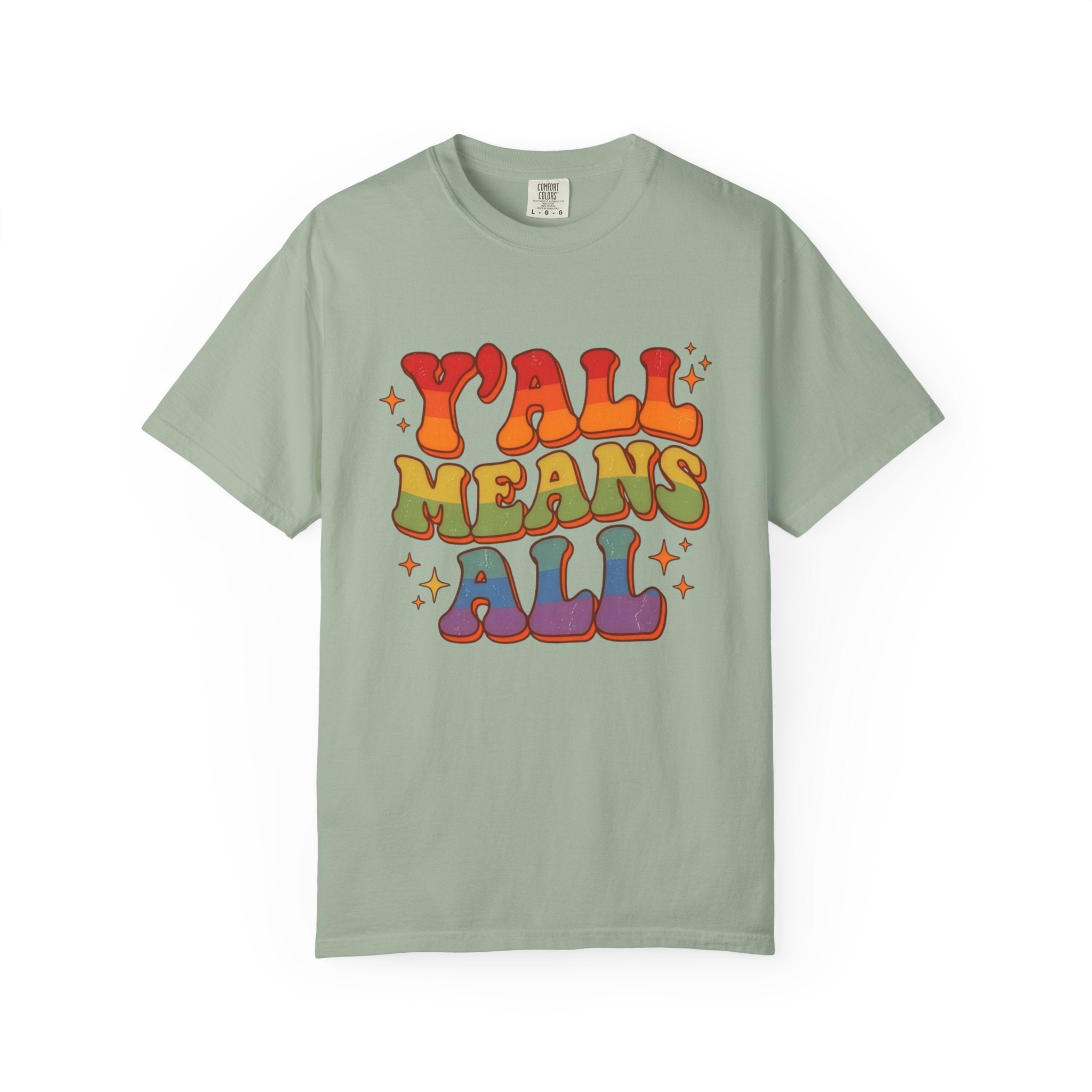 Yall Means All Retro Rainbow Pride Comfort Colors Tee