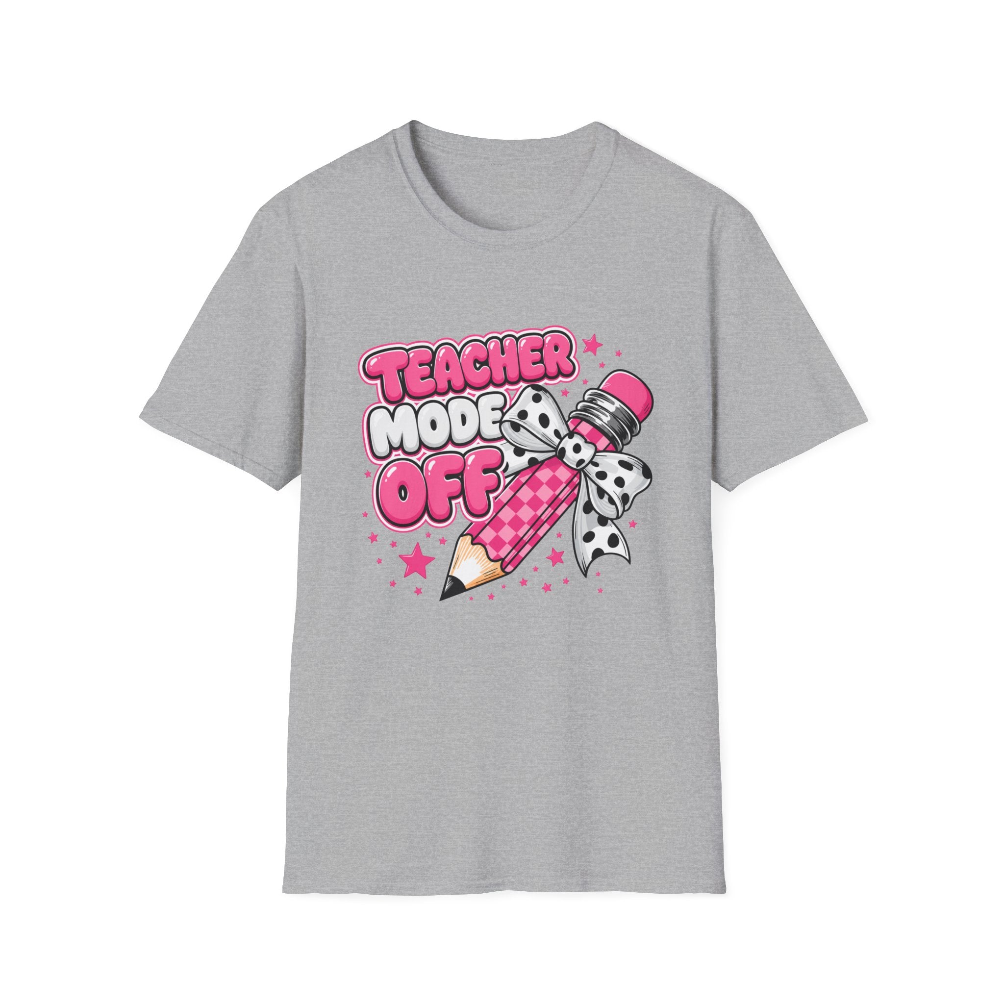 Teacher Mode Off T-Shirt — Cute Pink Pencil Graphic Tee for Teachers