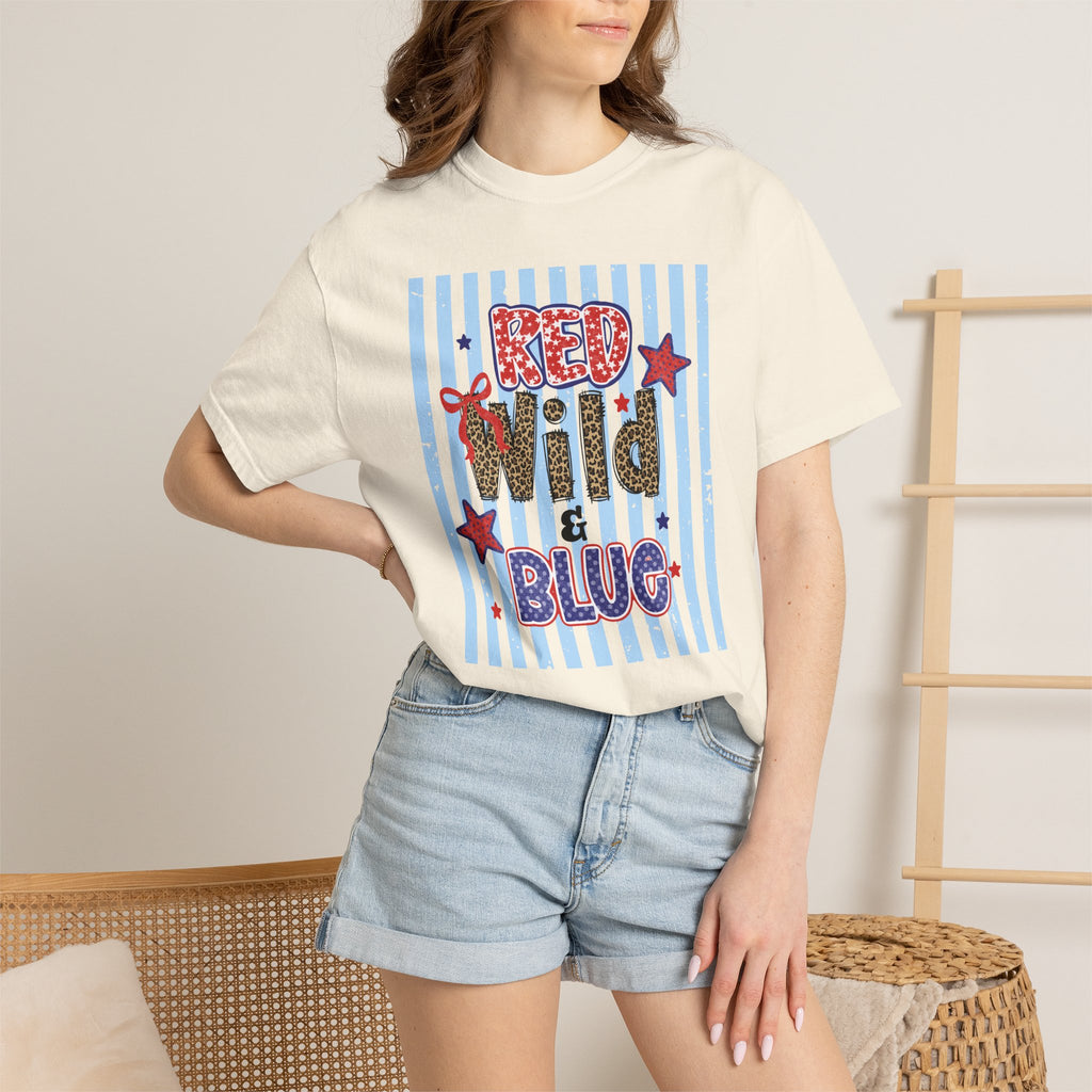 Red Wild & Blue Cheetah Print Patriotic Comfort Colors Tee