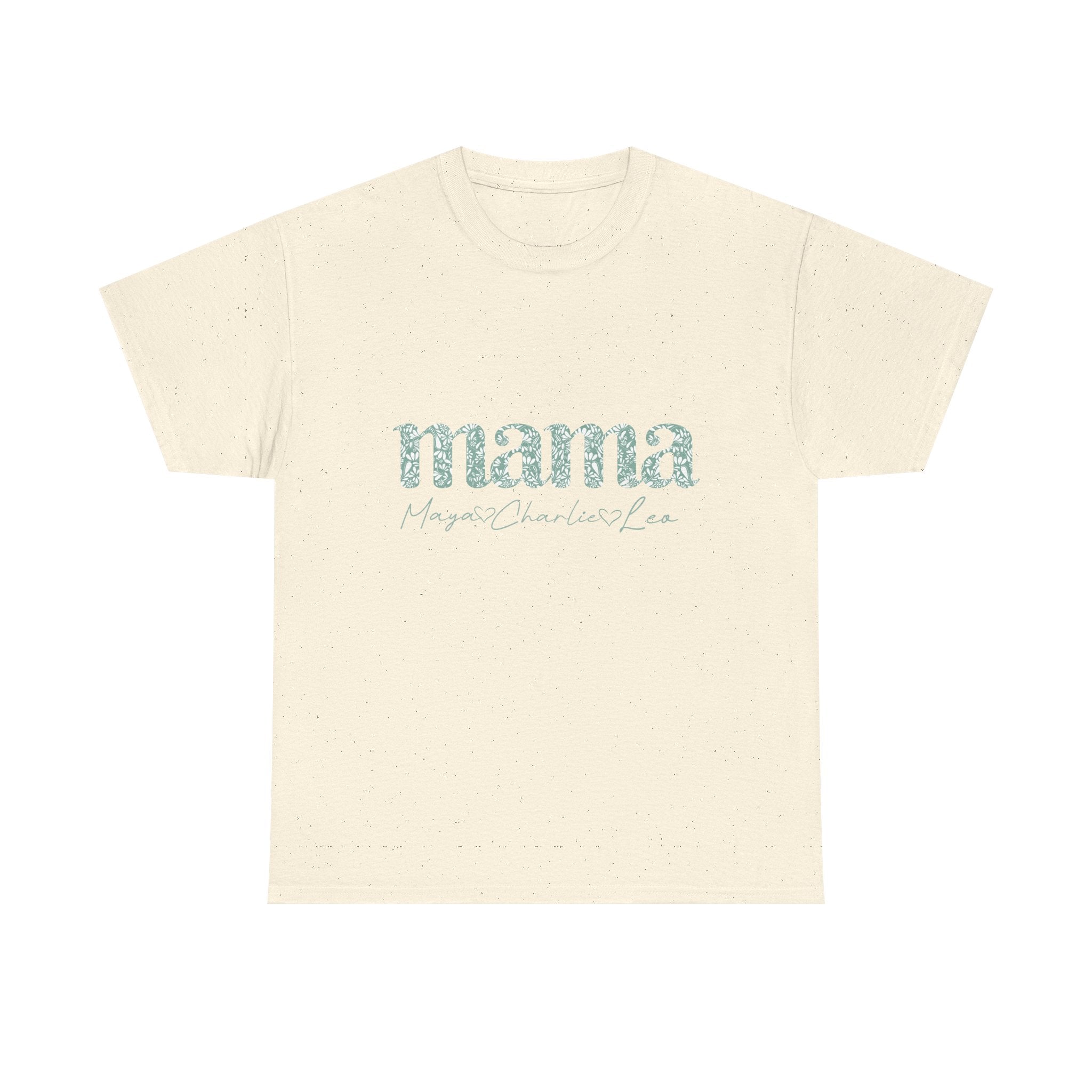 Mama Script Floral Tee — "mama" Mint Pattern Mom T-Shirt