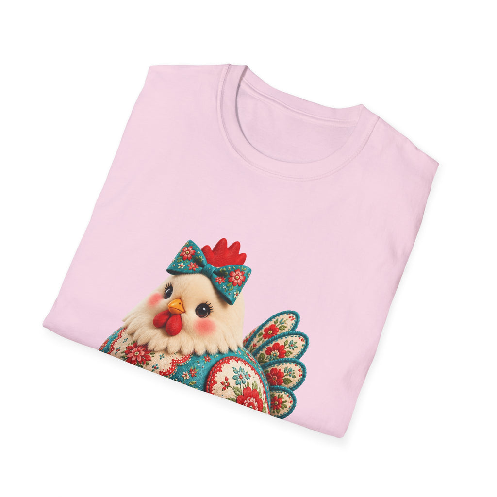 Colorful Folk Art Floral Chicken T-Shirt
