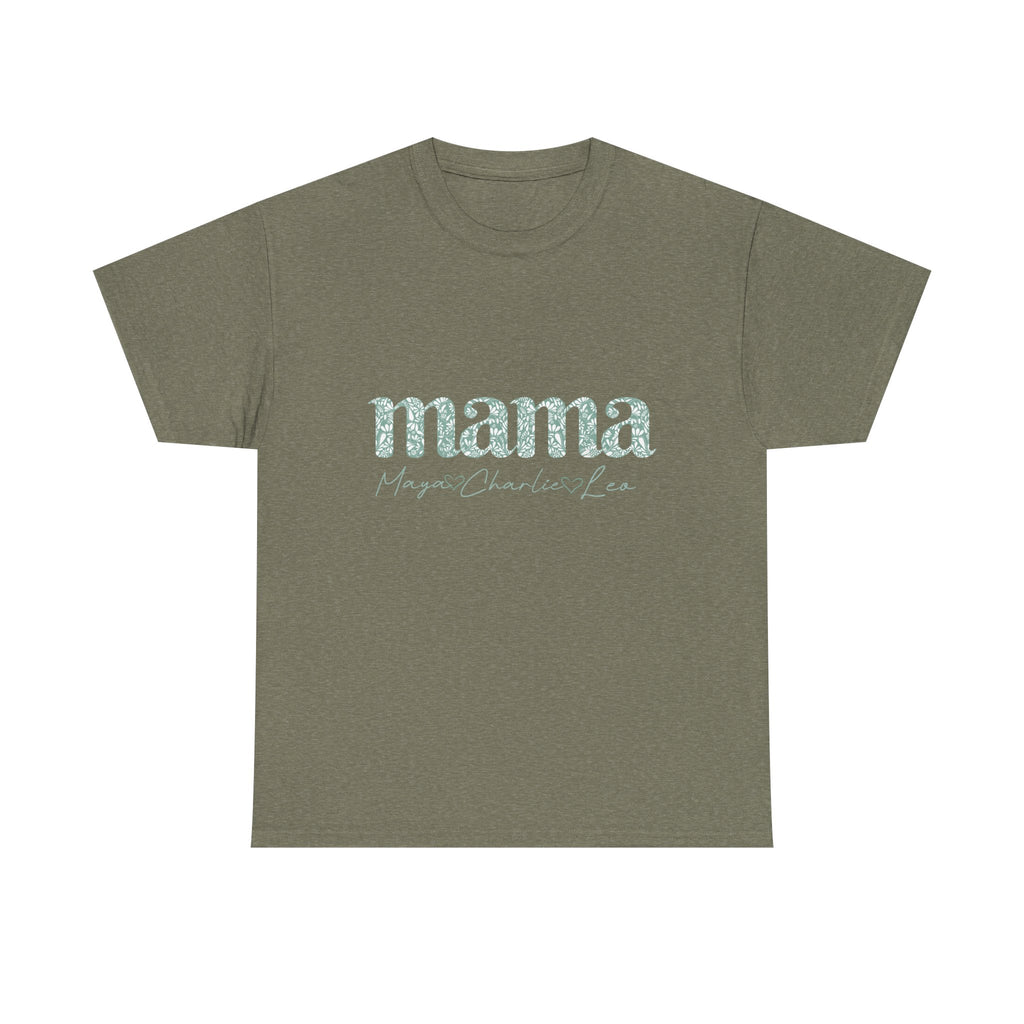Mama Script Floral Tee — "mama" Mint Pattern Mom T-Shirt