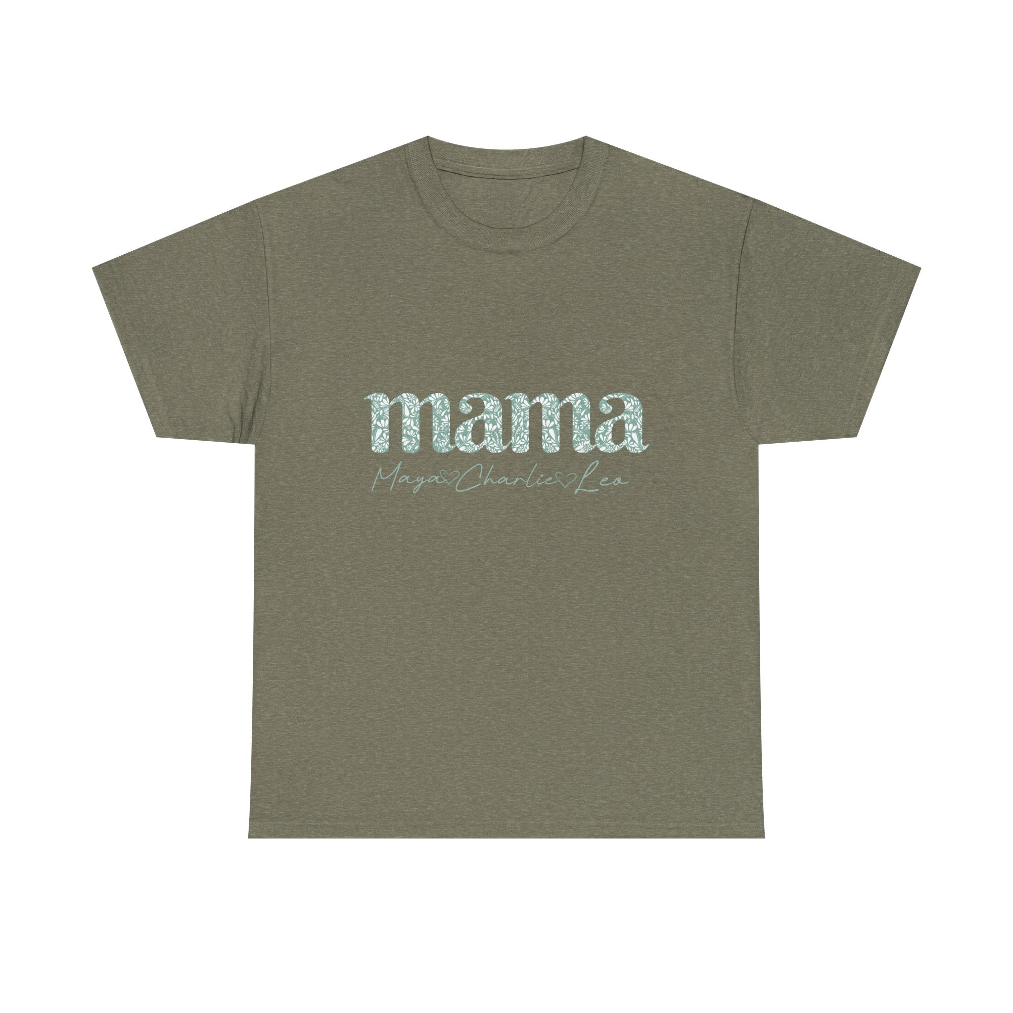 Mama Script Floral Tee — "mama" Mint Pattern Mom T-Shirt