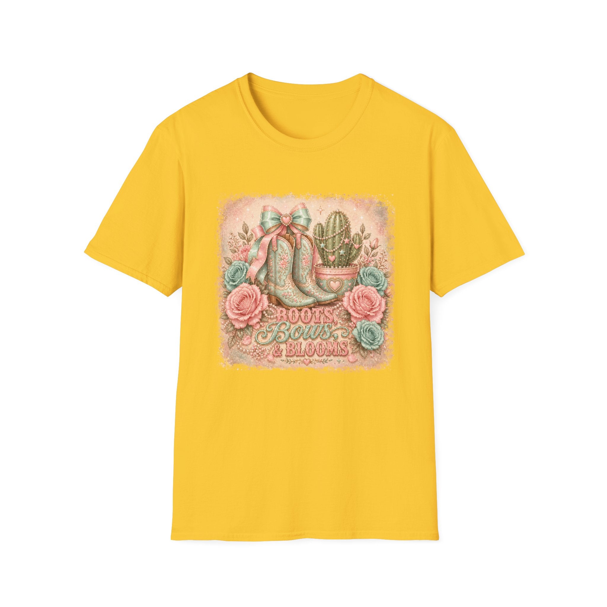 Cowgirl Boots & Cactus Floral Western Graphic Tee