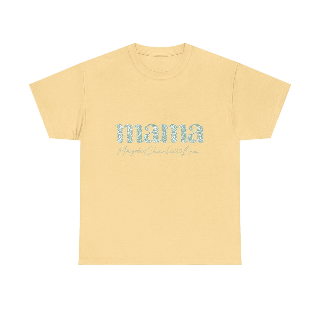 Mama Script Floral Tee — "mama" Mint Pattern Mom T-Shirt
