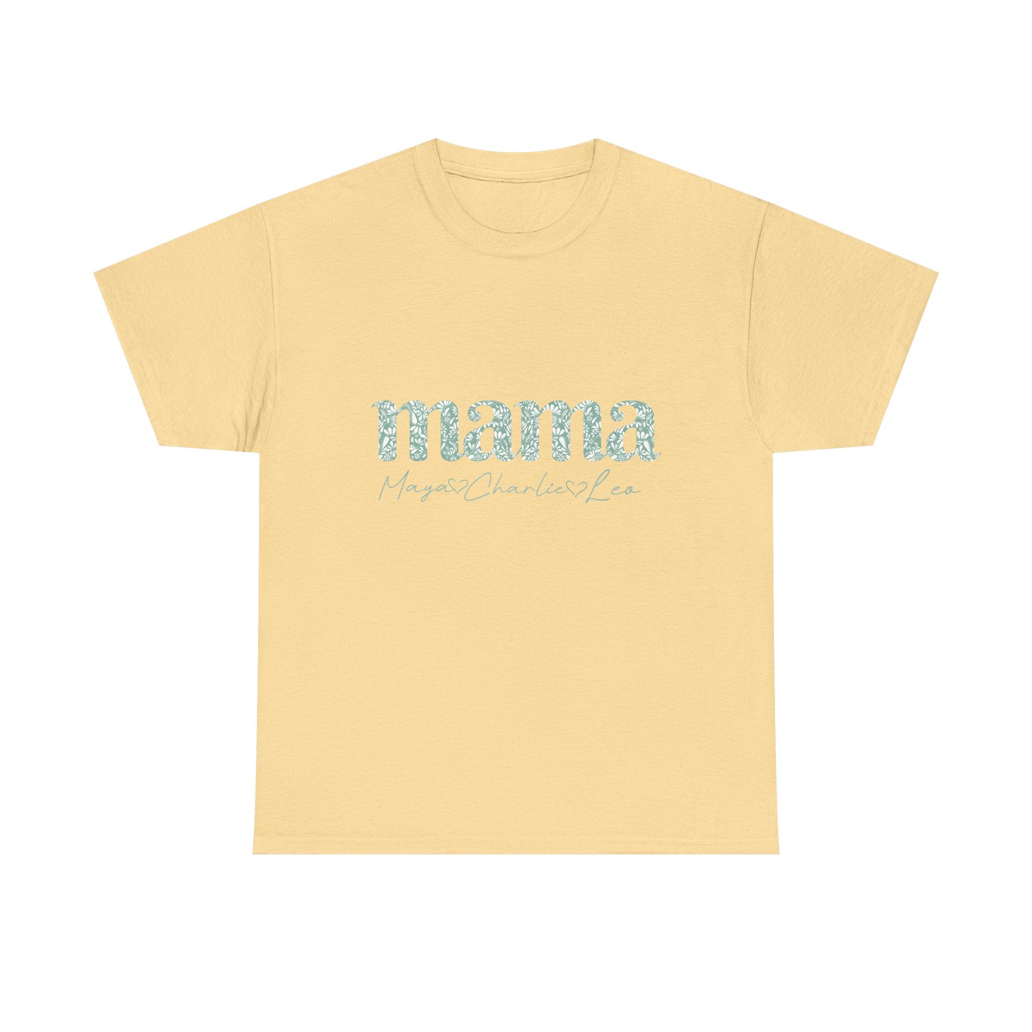 Mama Script Floral Tee — "mama" Mint Pattern Mom T-Shirt