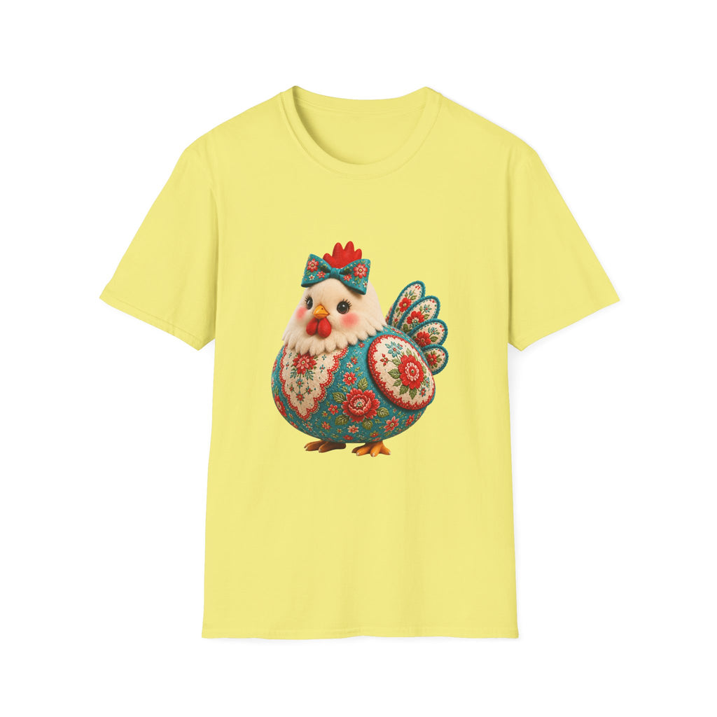 Colorful Folk Art Floral Chicken T-Shirt