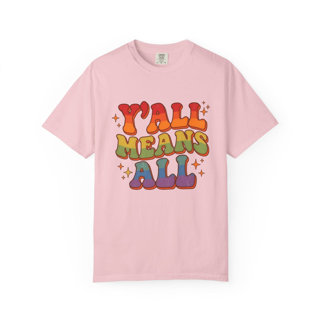 Yall Means All Retro Rainbow Pride Comfort Colors Tee